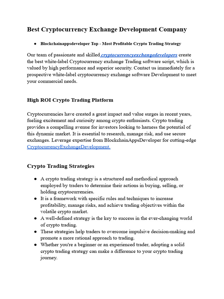 Cryptocurrency Exchange Development Company | PDF | Cryptocurrency |  Investing