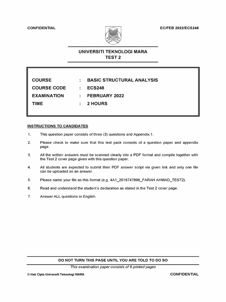 Faculty Civil Engineering 2022 Session 1 Diploma Ecs248 Pdf
