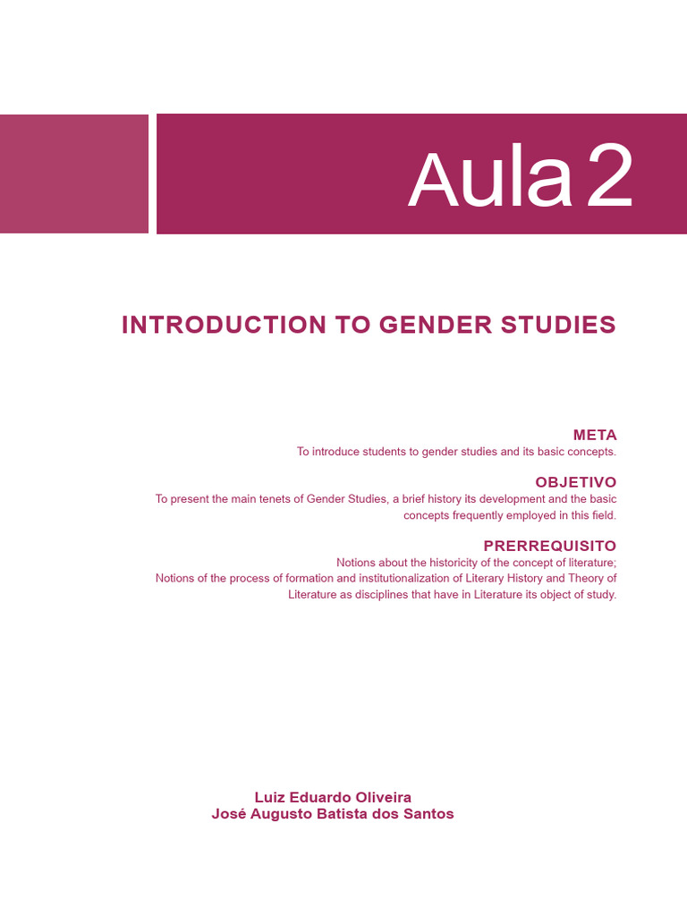 Outline Of Introduction To Gender Studies Uml