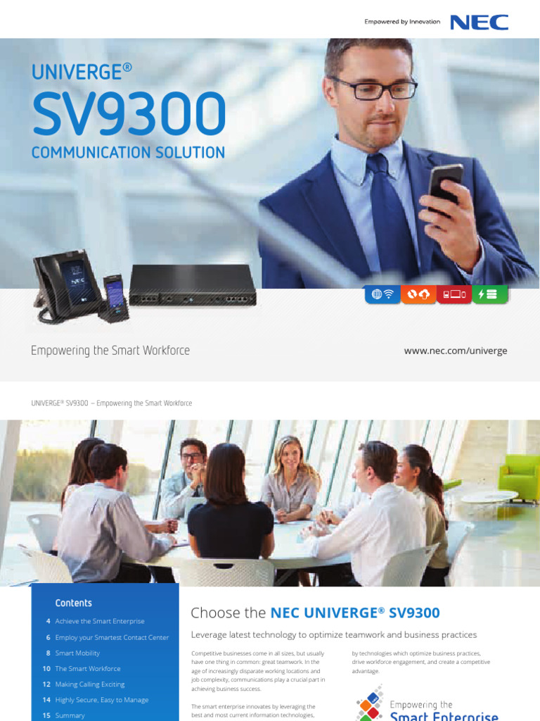 NEC Brochure Univerge SV9300 Web | PDF | Telephone | Mobile Phones