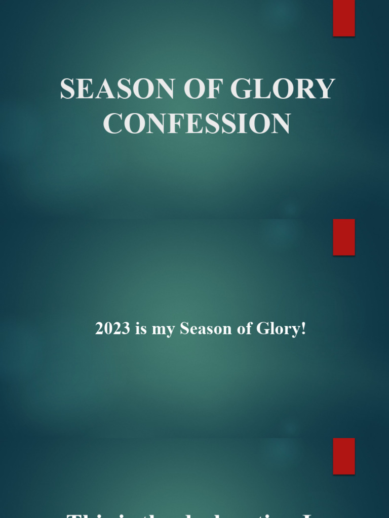 2023 Season of Glory Confession PDF Jesus Glory (Religion)