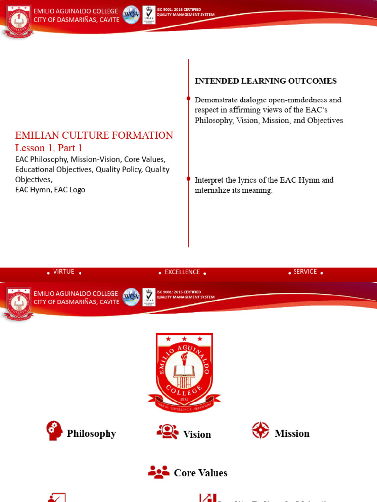 EAC Philosophy, Vision, and Objectives | PDF | Quality Management | Iso ...