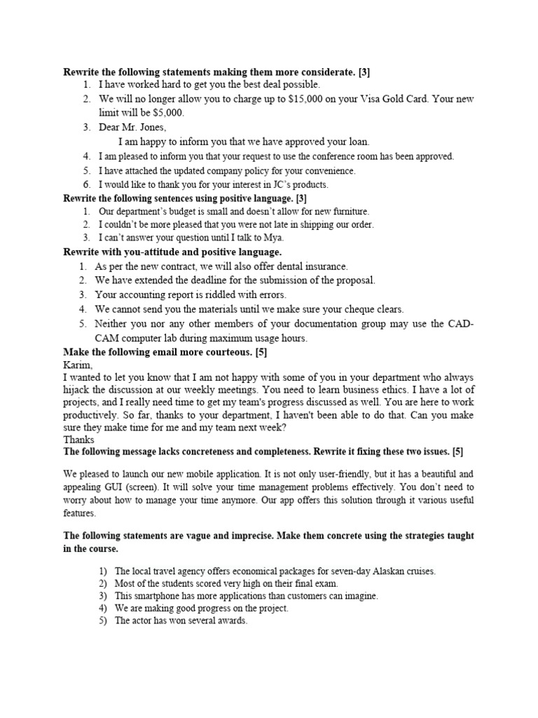 7C's Practice | PDF