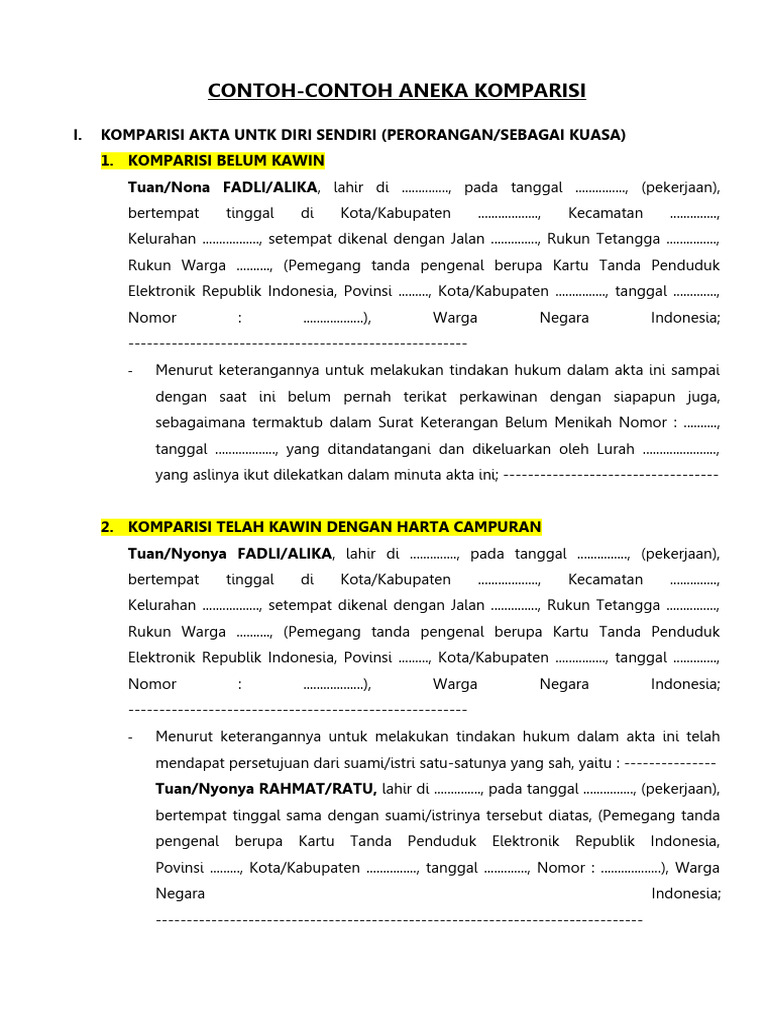 Contoh-Contoh Komparisi | PDF