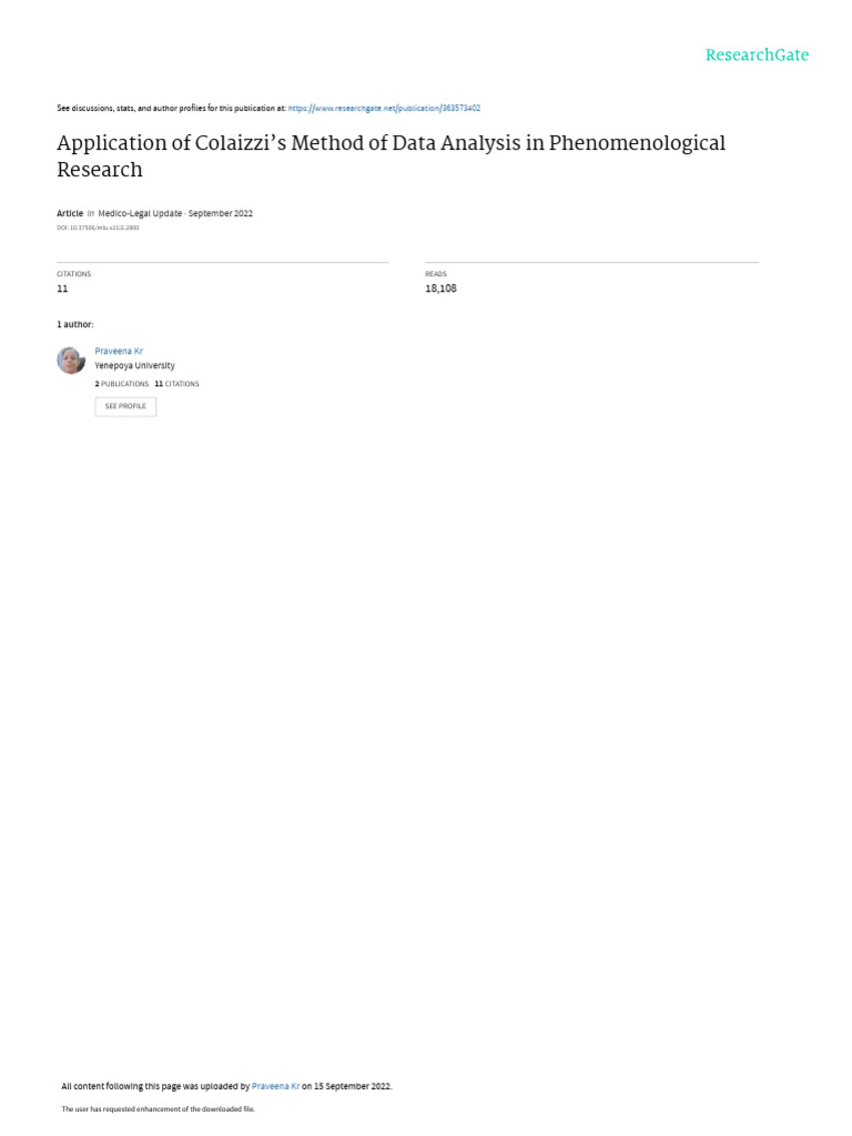 COLAIZZI S PHENOMENOLOGICAL DATA ANALYSIS METHOD intelligence overview