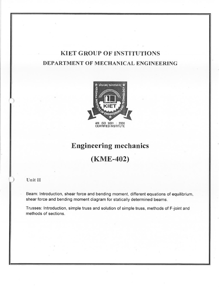 Unit-2 Notes Engineering Mechanics... | PDF