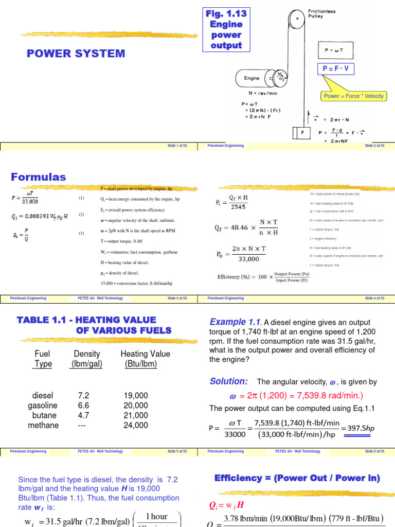 Power Motor Selection and Drilling Cost Calculation PDF Horsepower