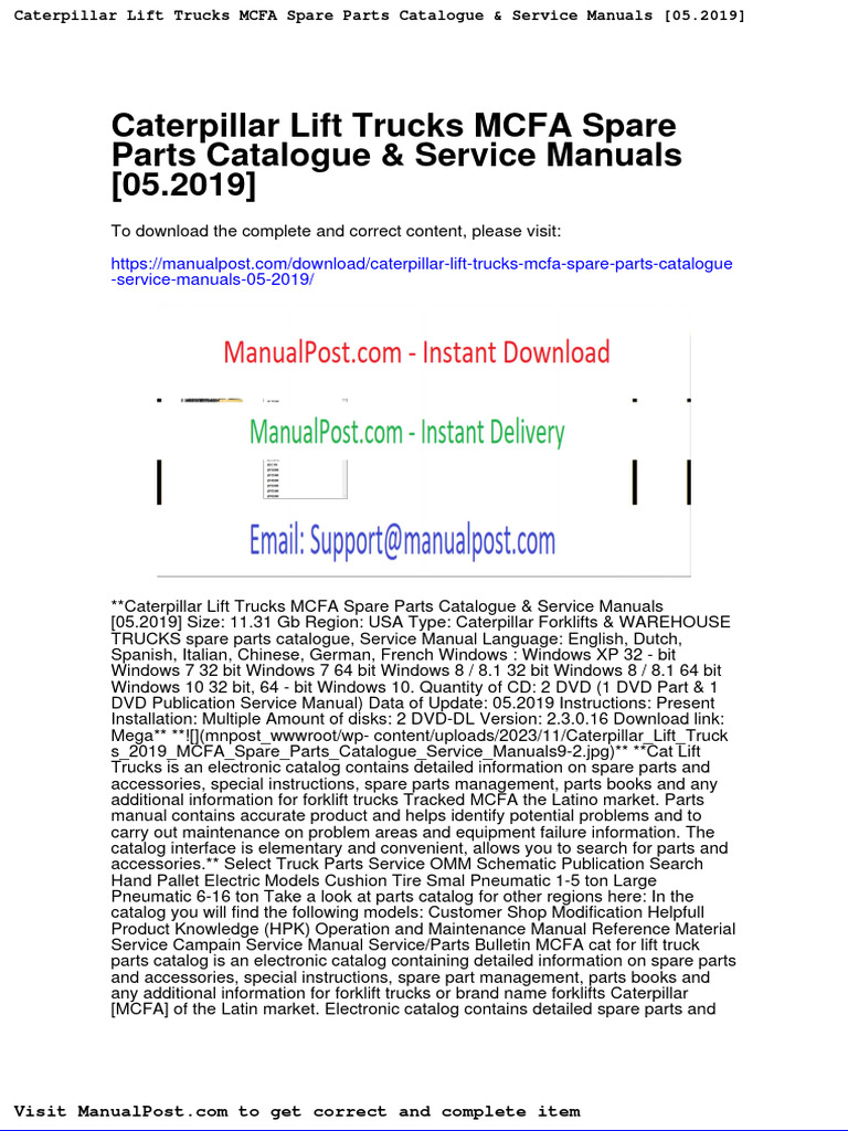 Caterpillar Lift Trucks Mcfa Spare Parts Catalogue Service Manuals 05
