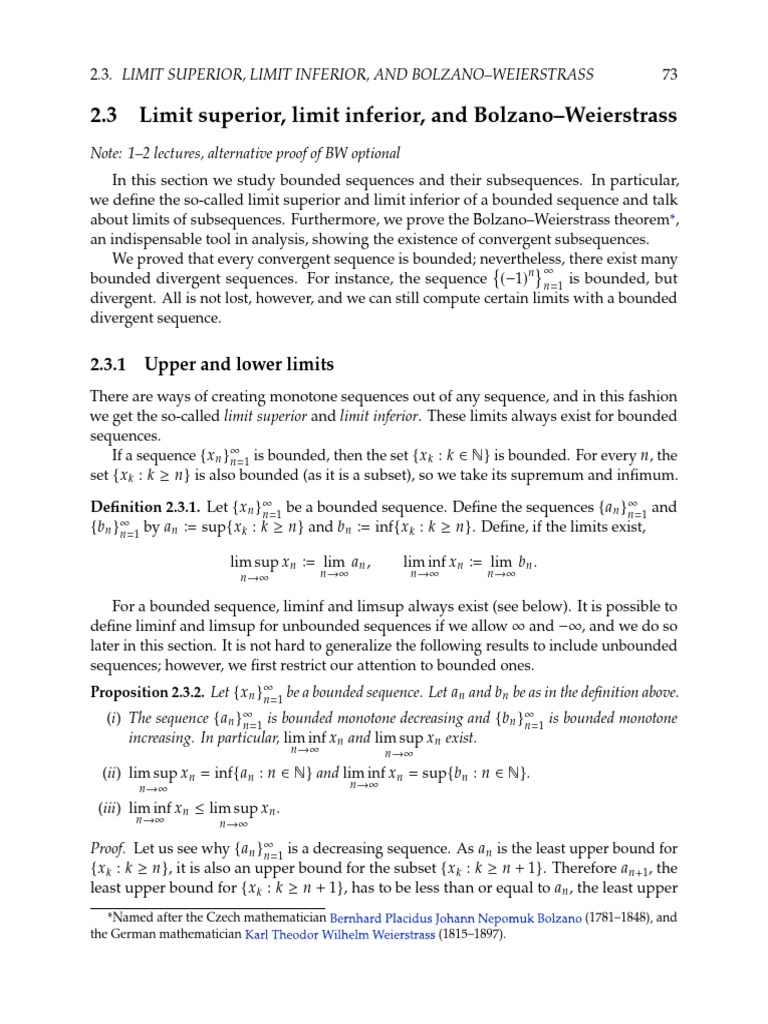 Limit Superior and Inferior in Sequences | PDF | Limit (Mathematics ...