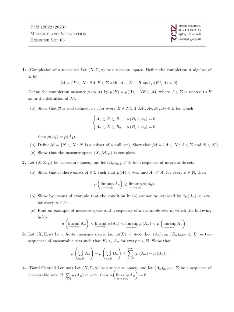 MI Set 3 | PDF | Measure (Mathematics) | Sequence