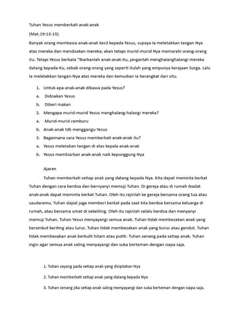 Tuhan Yesus Memberkati Anak | PDF | Kesehatan Holistik | Agama ...