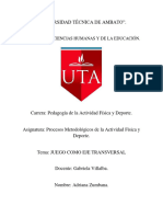 UNIVERSIDAD TÉCNICA DE AMBATO (Procesos Metodológicos de La Actividad Física y Deporte - JUEGO COMO EJE TRANSVERSAL)
