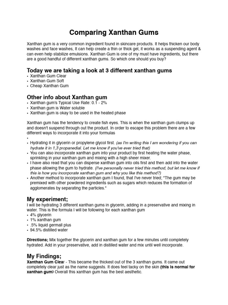 Comparing Xanthan Gums PDF Chemical Substances Chemistry