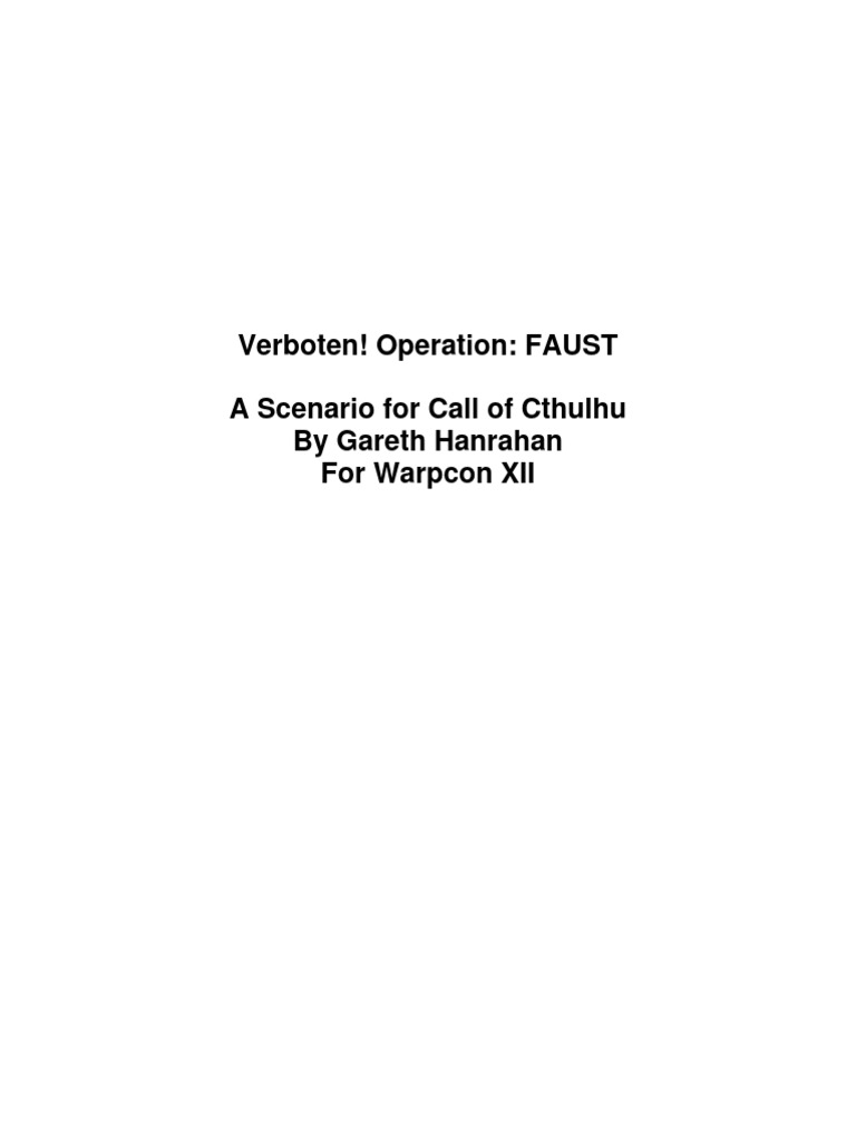 CoC - Adventure - 1945,60,90 - Delta Green - Verboten Operation Faust ...