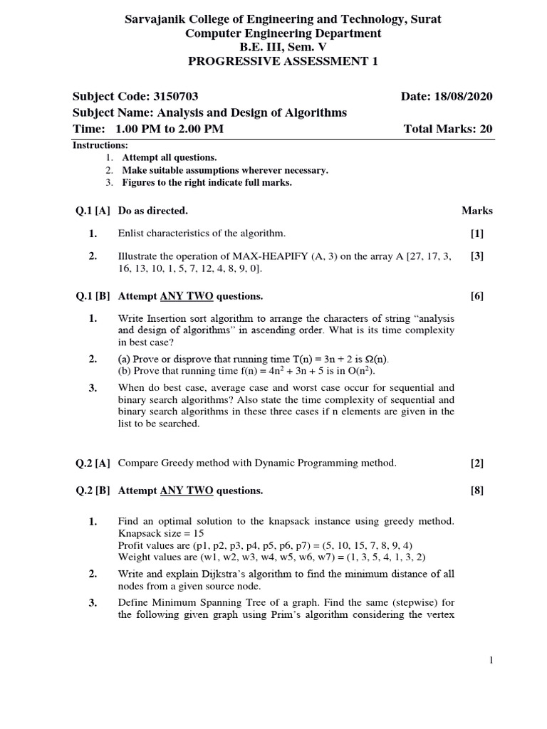 Analysis and Design of Algorithms | PDF | Time Complexity ...