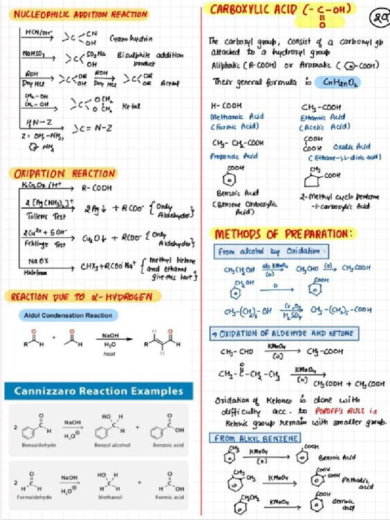 Aldehyde Ketone and Carboxylic Acid | PDF