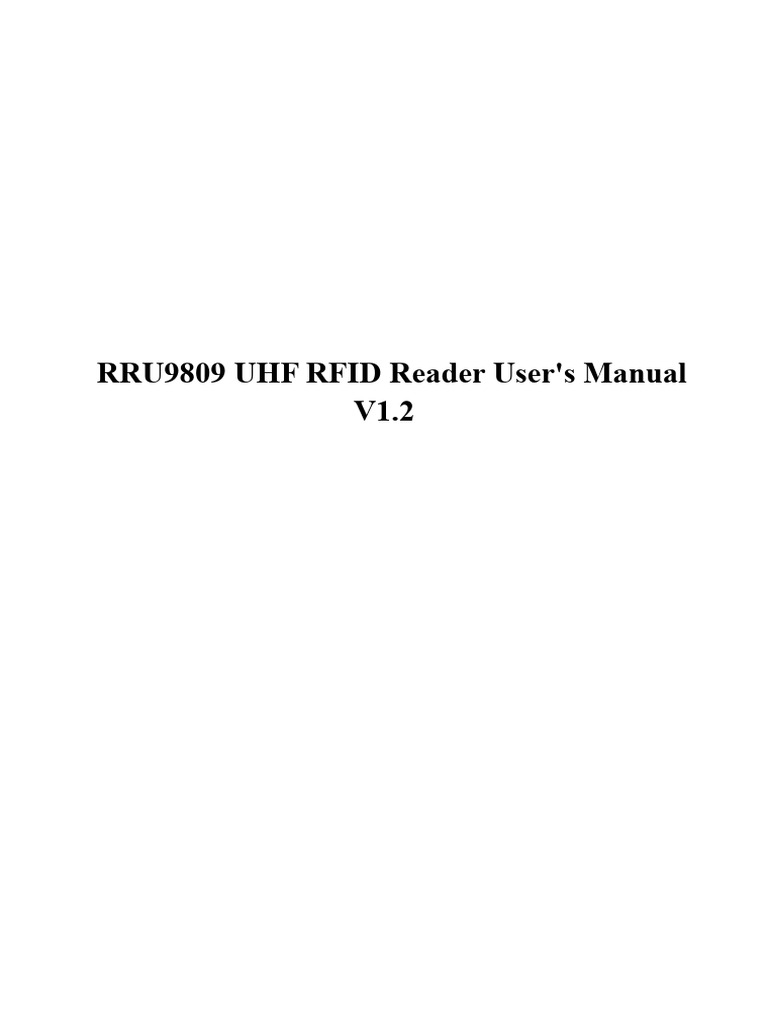 RRU9809 UHF RFID Reader Manual | PDF | Radio Frequency Identification ...