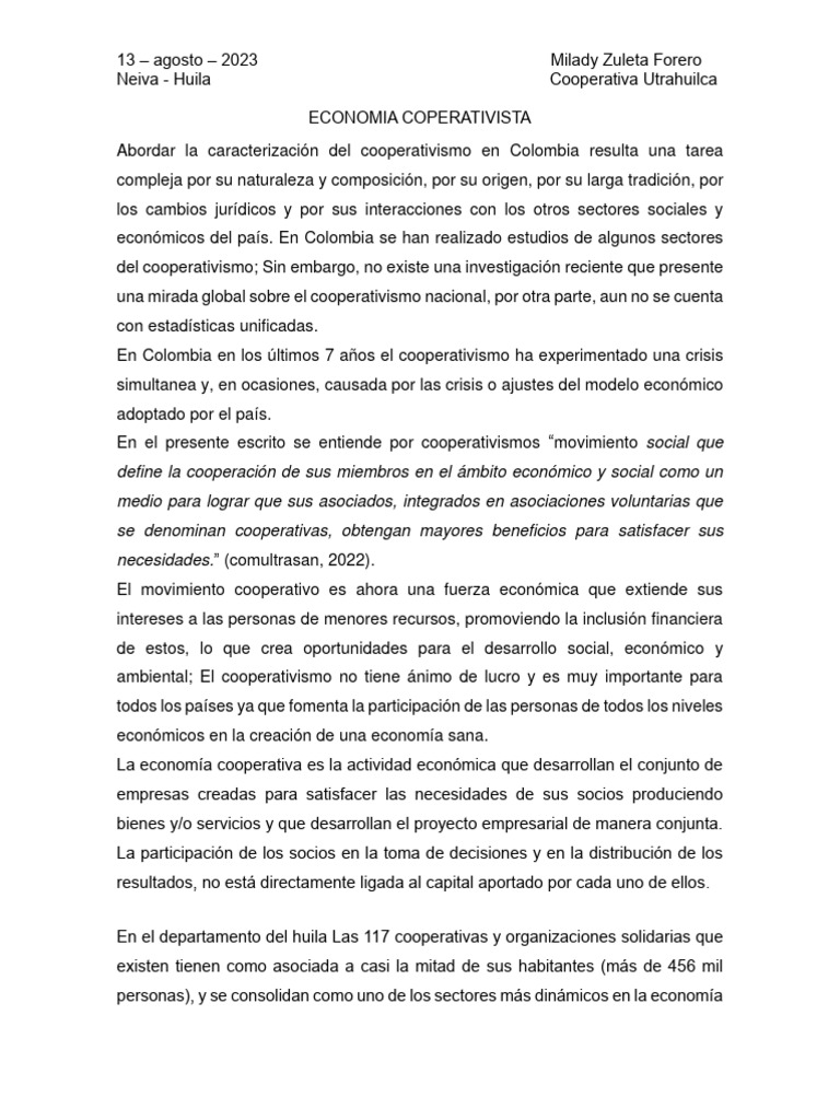 Cooperativismo en Colombia: Retos y Oportunidades | PDF | Cooperativa ...