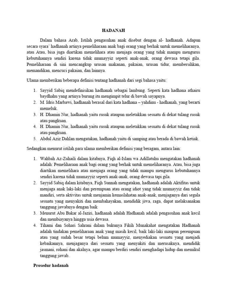 Pengertian dan Pentingnya Hadhanah | PDF