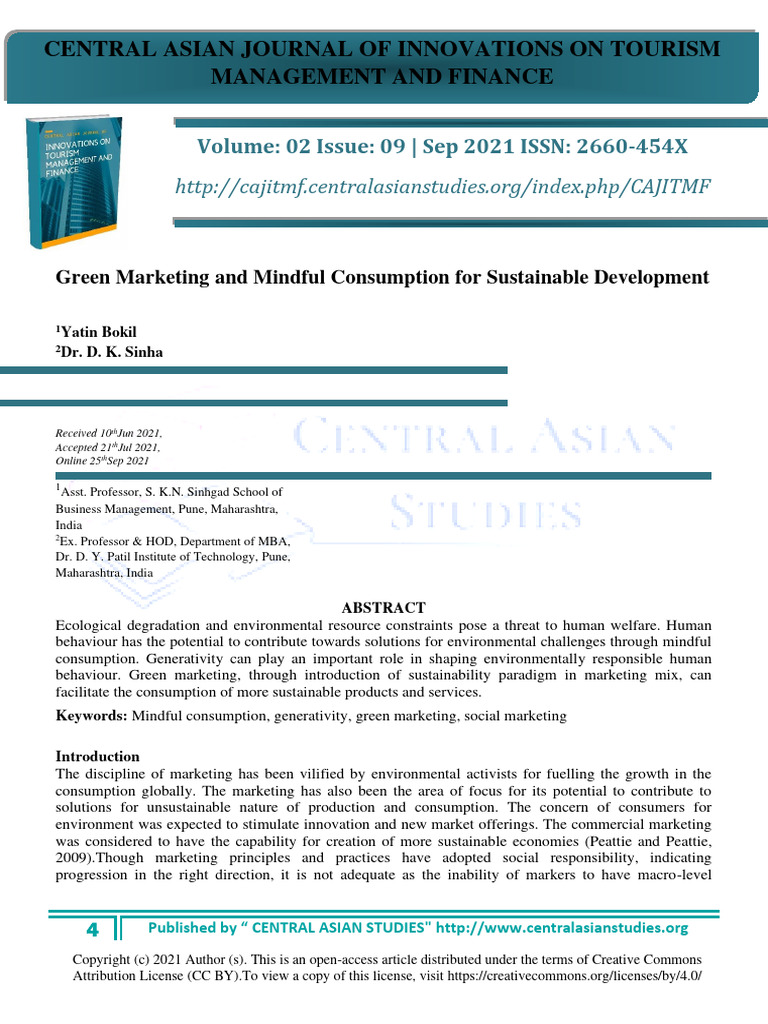 Green Marketing and Mindful Consumption For Sustainable Development ...
