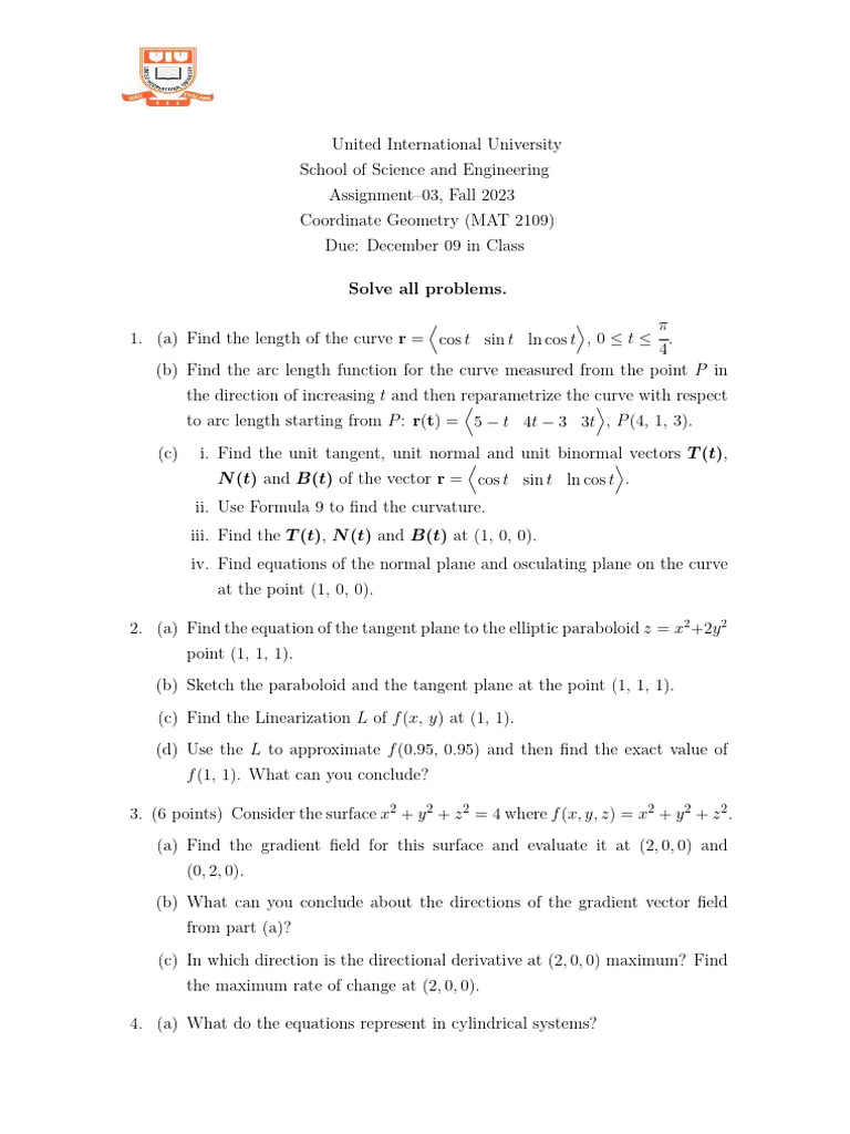 Coordinate Geometry Assignment Fall 2023 | PDF | Mathematical Objects ...