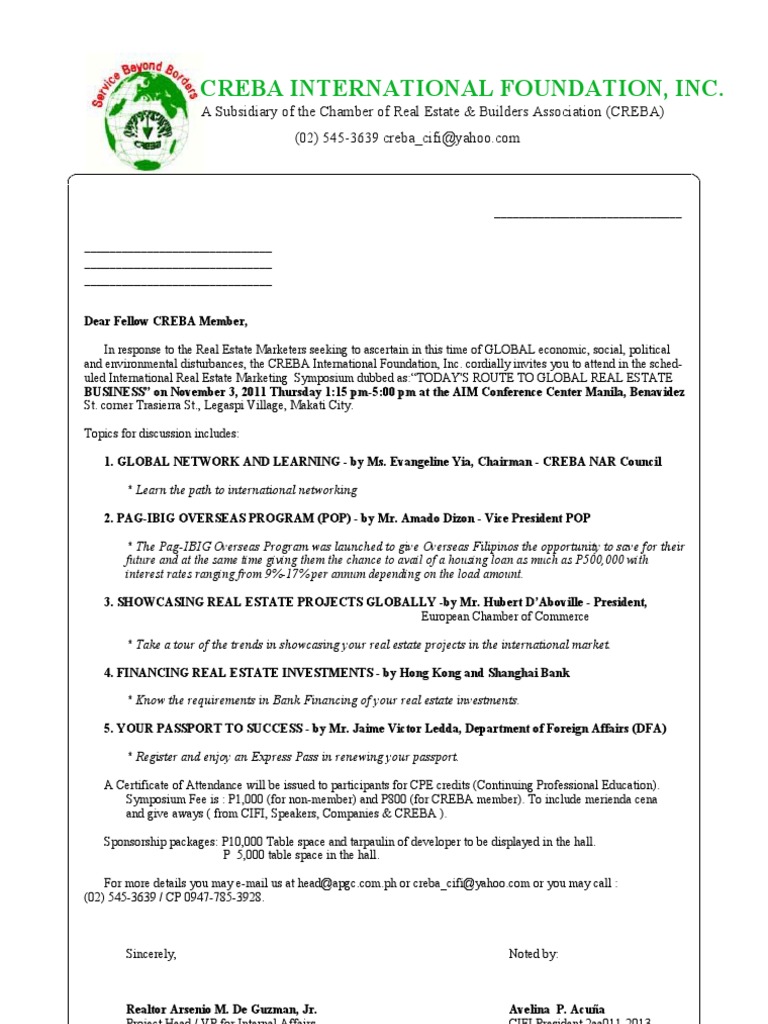 CIFI Letter Draft | PDF | Business