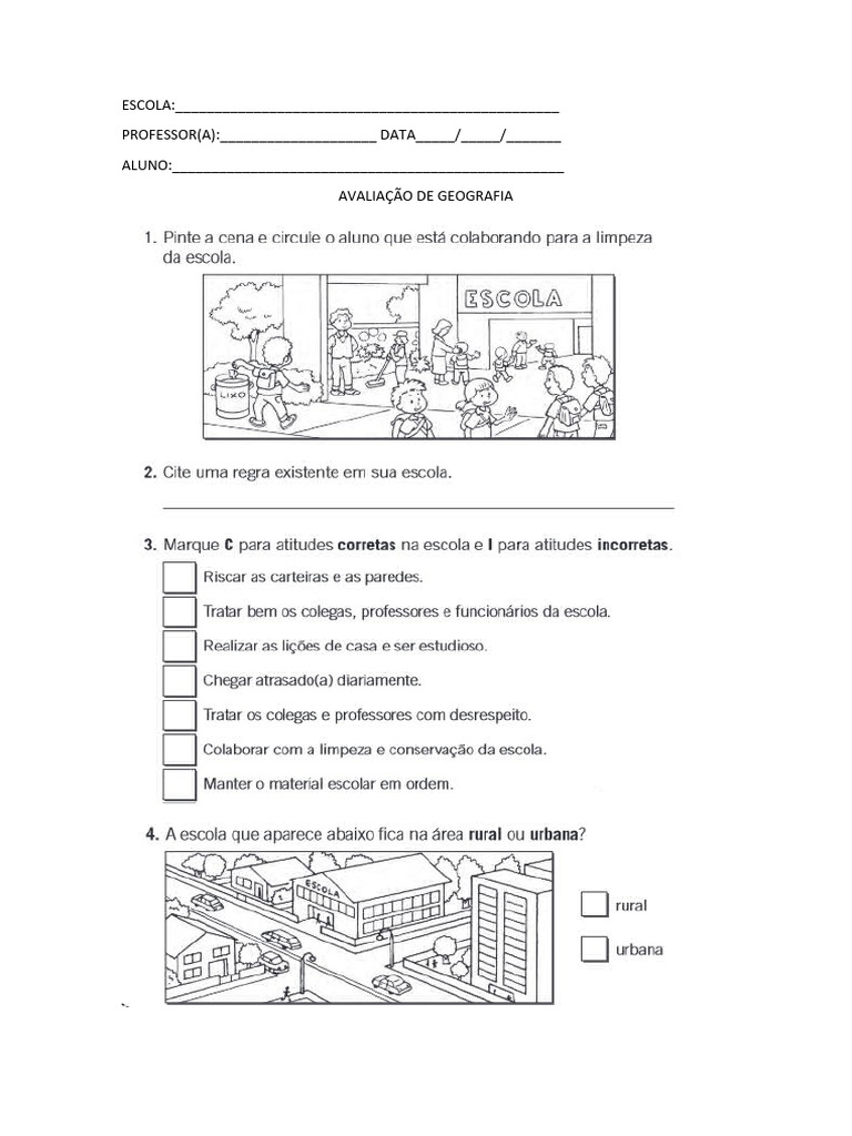 Avaliação de Geografia 3 Ano A | PDF