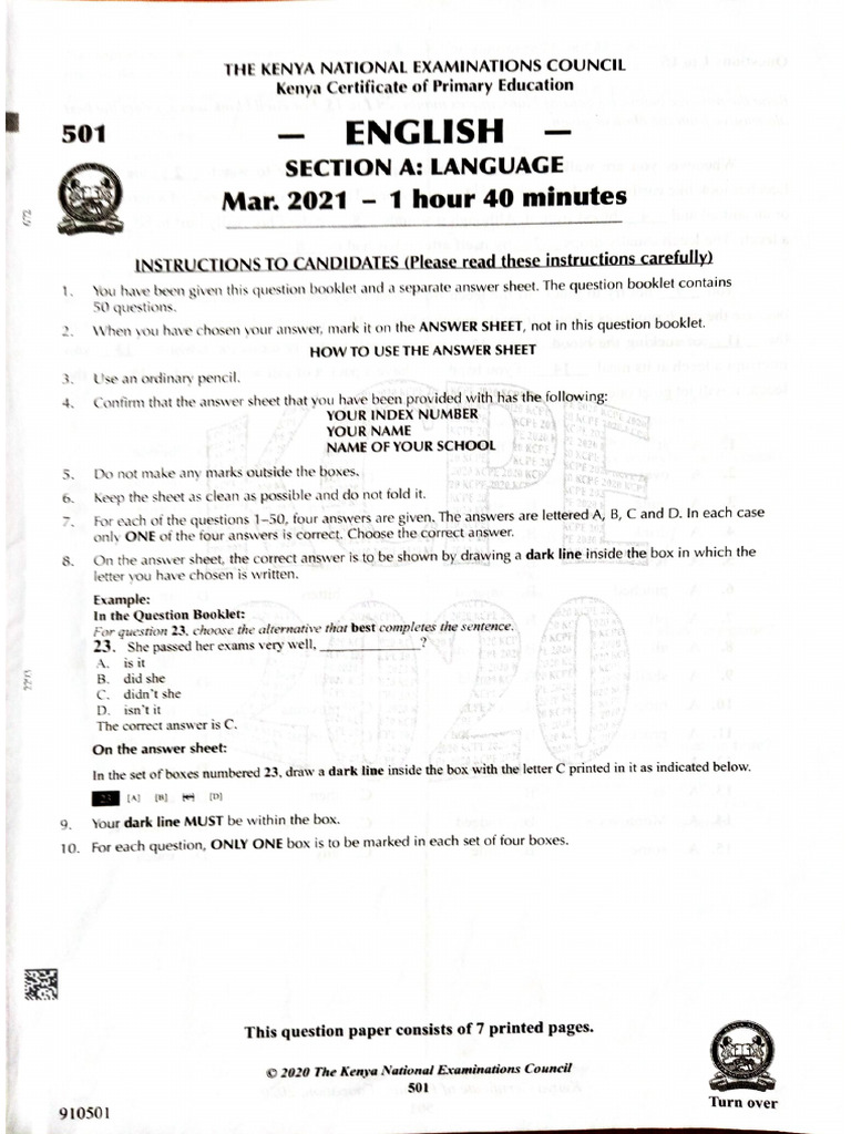 English KCPE 2021 PDF