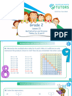 Grade 2 - Lesson 73 - Multiplication and Division Table For 8 and 9