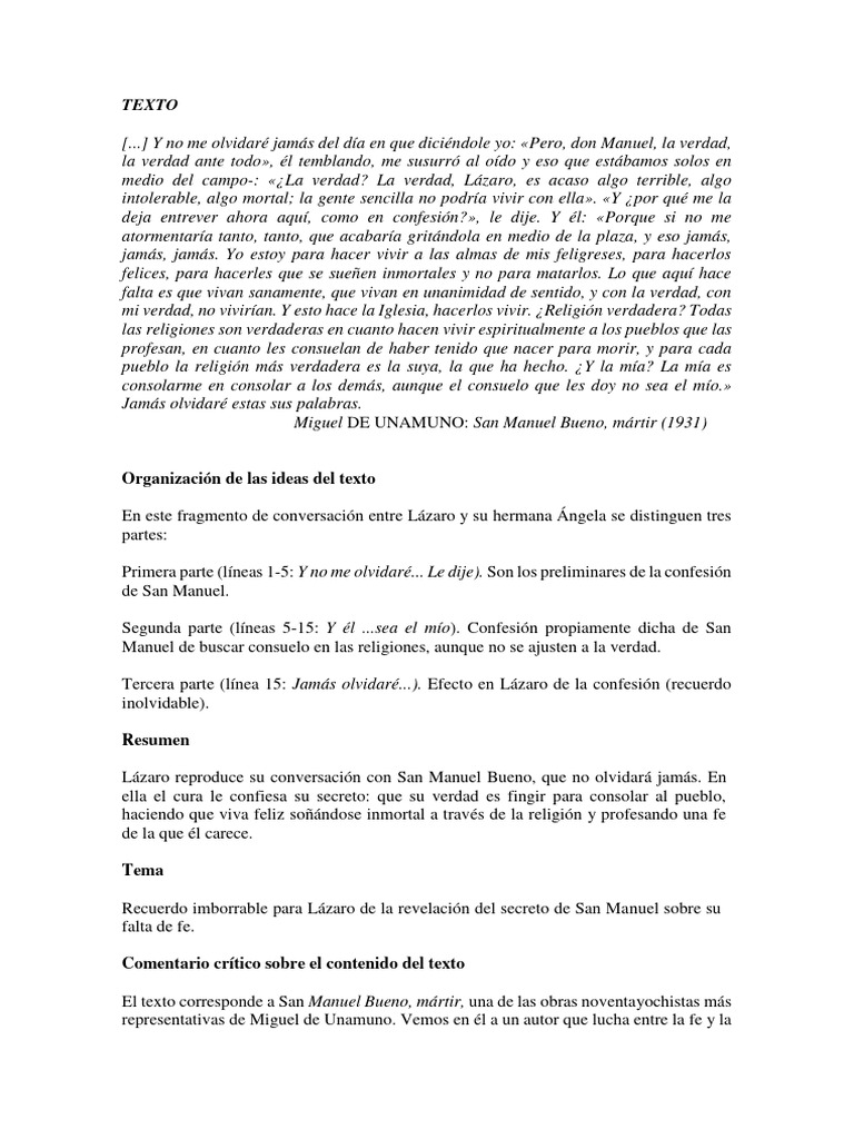 Texto de San Manuel Bueno Martir - 1