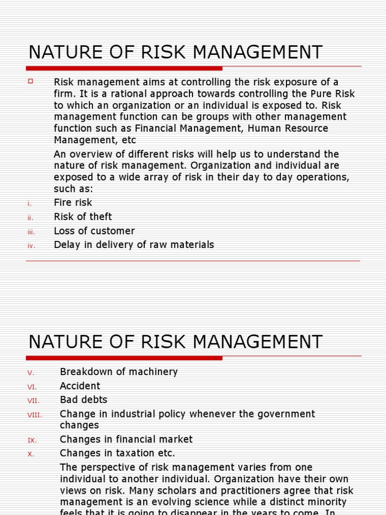 Nature of Risk Management | PDF | Risk Management | Risk