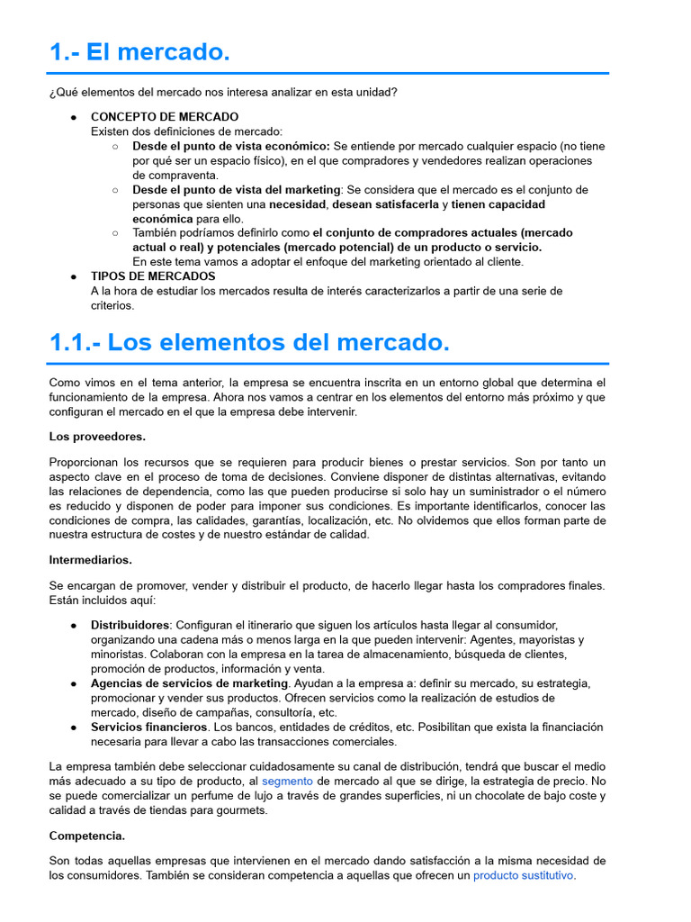 EIE - Mercado y Plan de Marketing. | PDF | Marketing | Mercado (economía)