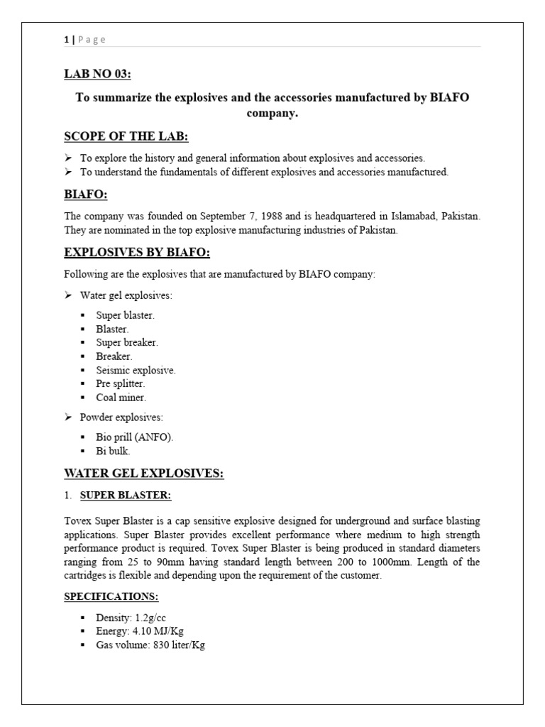 Explosive Engineering Lab 3 | PDF | Chemistry | Physical Sciences