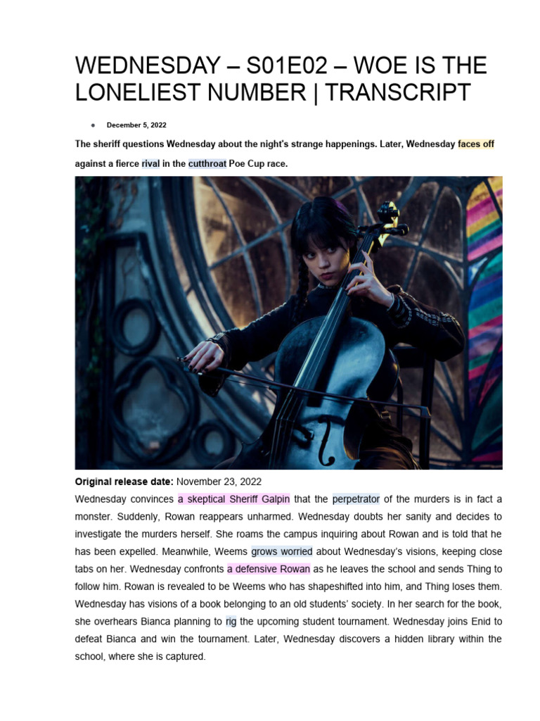 Wednesday Transcript S01E02 | PDF | Beekeeping