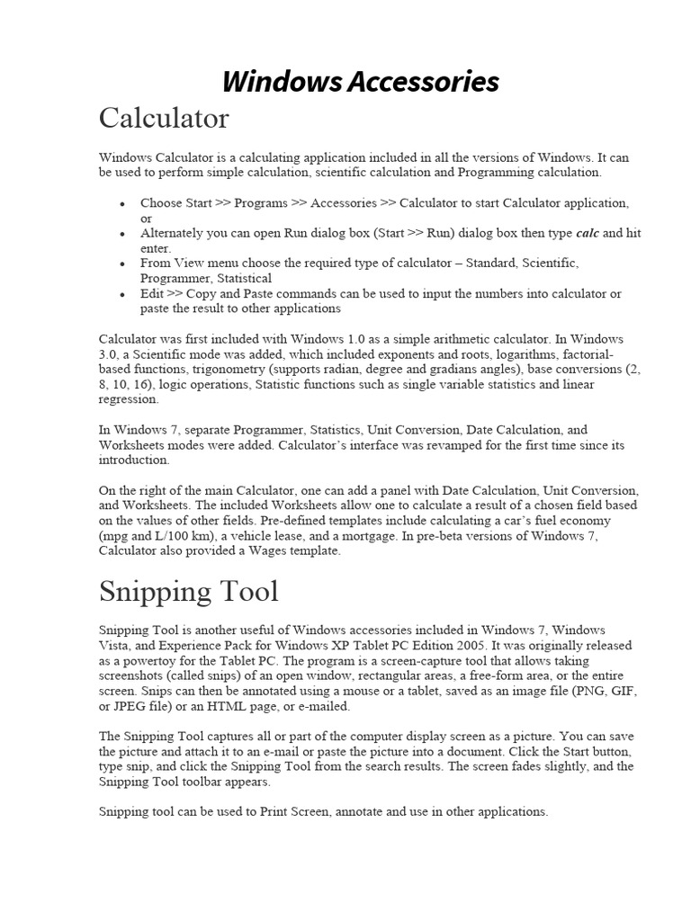 Windows Accessories PDF Computer Keyboard System Software
