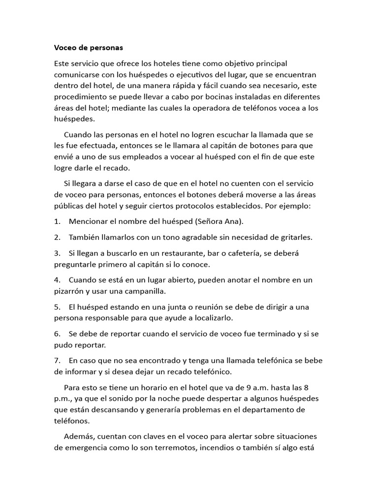 Voceo y Comunicación en Hoteles | PDF | Hotel | Mensaje de voz