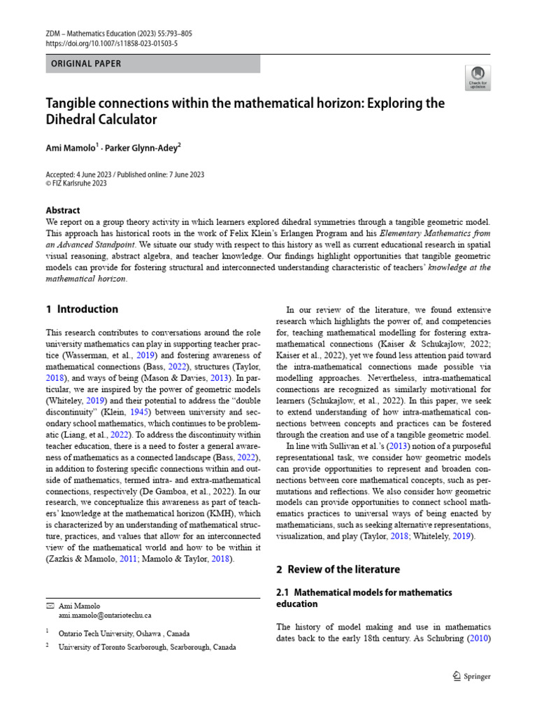 Fostering Intra-Mathematical Connections | PDF | Mathematics | Group ...