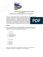 SCAT Verbal - Elementary Level - 2nd-3rd Grade - Test 1 