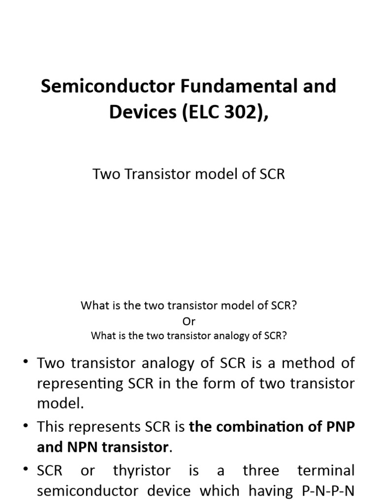 Two Transistor Model of SCR Explained | PDF | Science & Mathematics