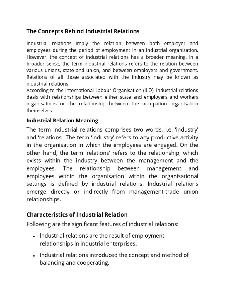 The Concepts Behind Industrial Relations Download Free Pdf