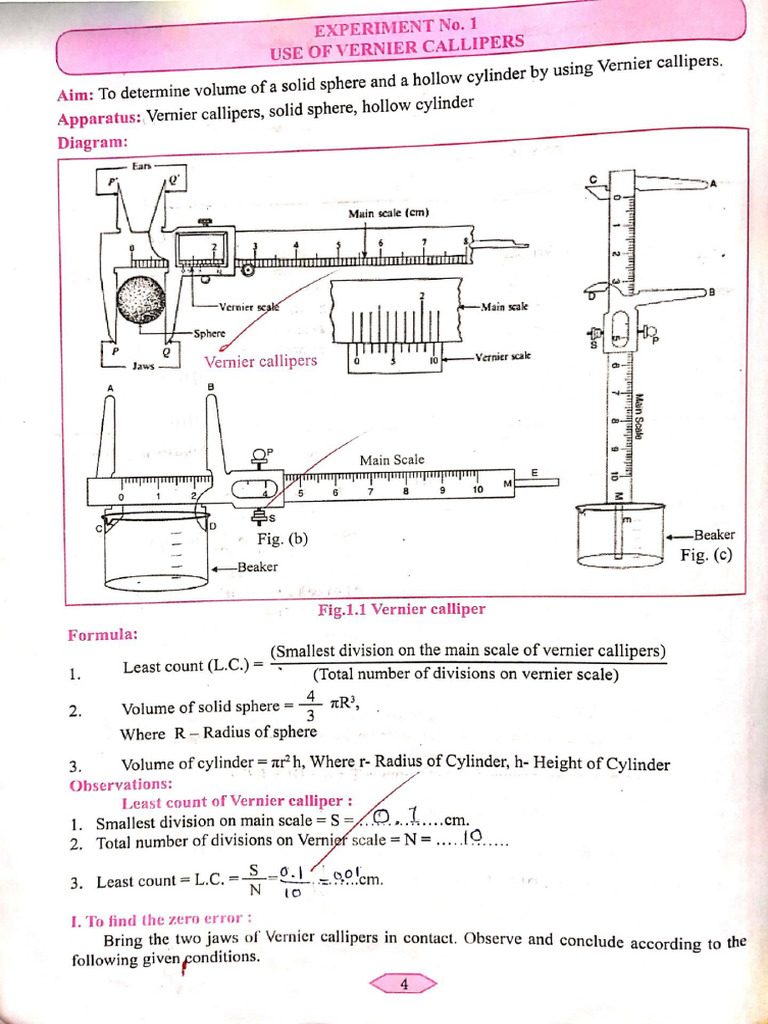 Physics Experiment No 1 Class 11th. 5103 | PDF