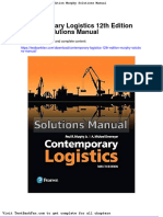 Contemporary Logistics 12th Edition Murphy Solutions Manual