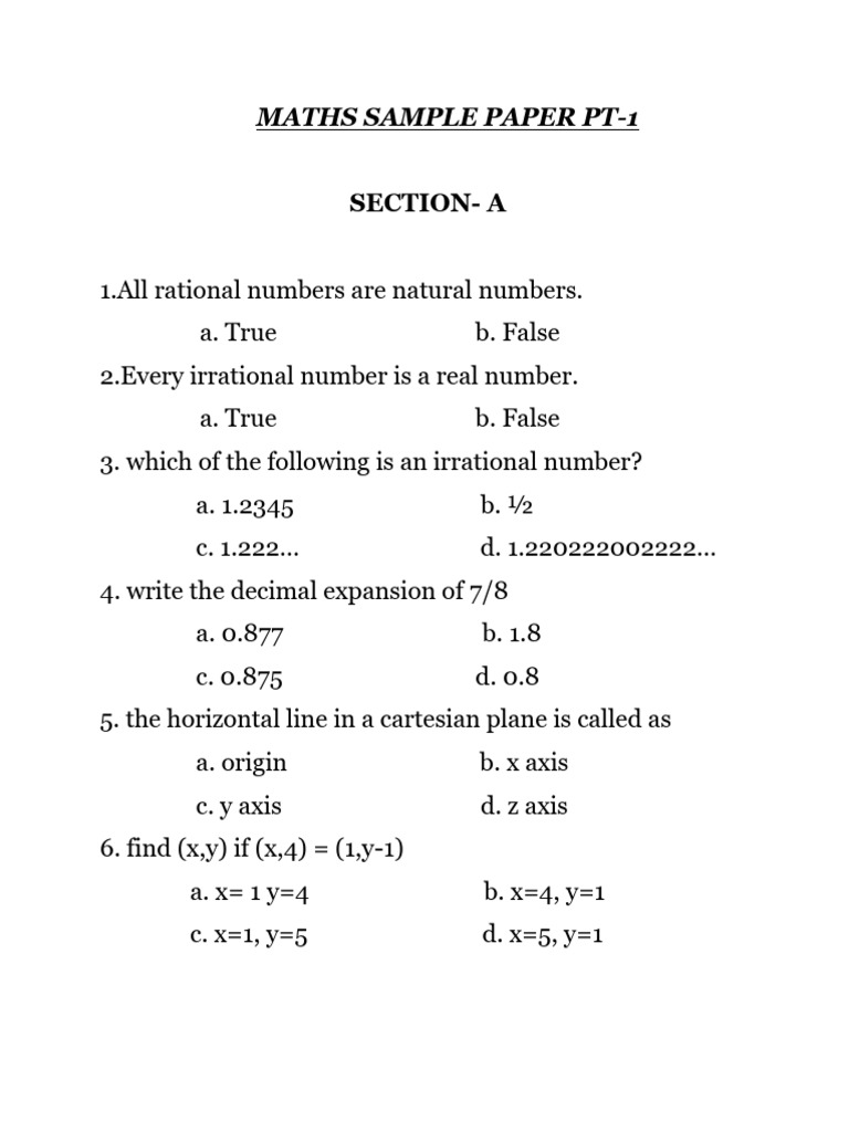 Maths Sample Paper PT | PDF
