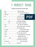 Present Perfect Tense Worksheet in Green White Basic Style