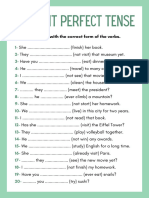 Present Perfect Tense Worksheet in Green White Basic Style
