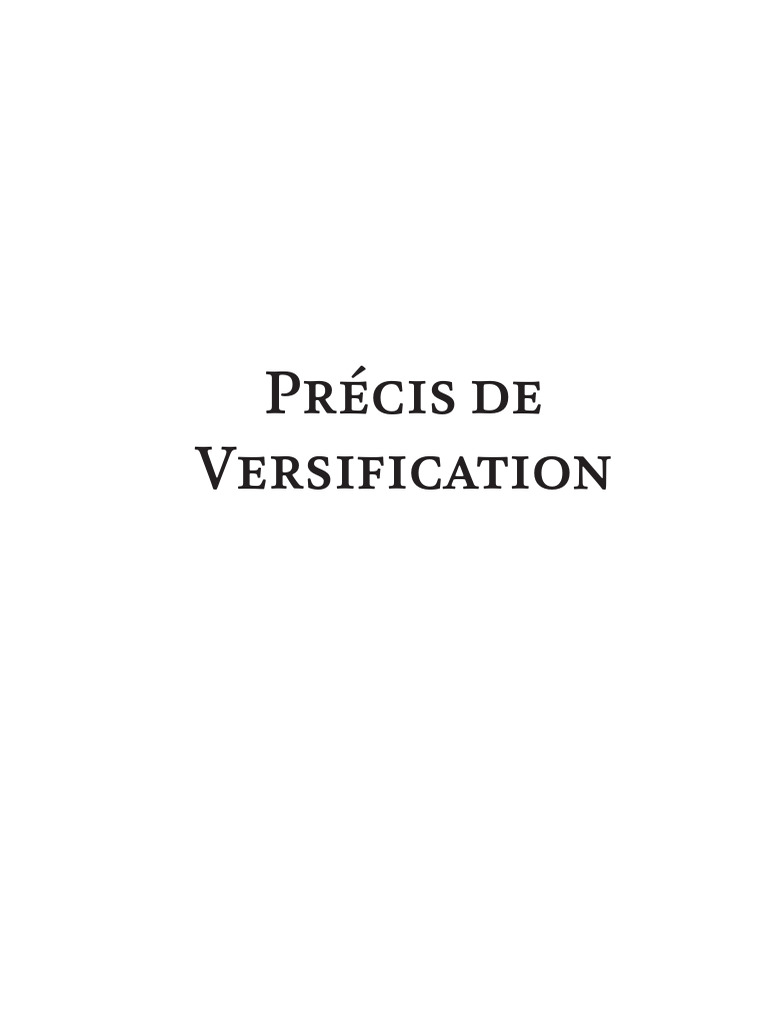 Précis de Versification et Exercices | PDF | Poésie | Rime dans la poésie