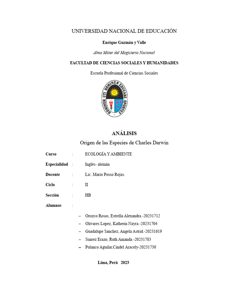 Analizis 15 Capitulo 15 Ecologia Pdf Evolución Charles Darwin