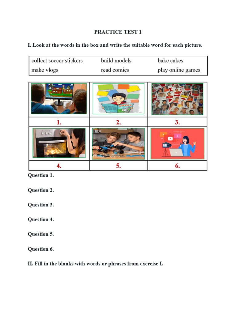 English Practice Test with Exercises | PDF | Games & Activities ...