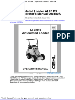 Gehl Articulated Loader Al20 DX Series I Operators Manual 908180a
