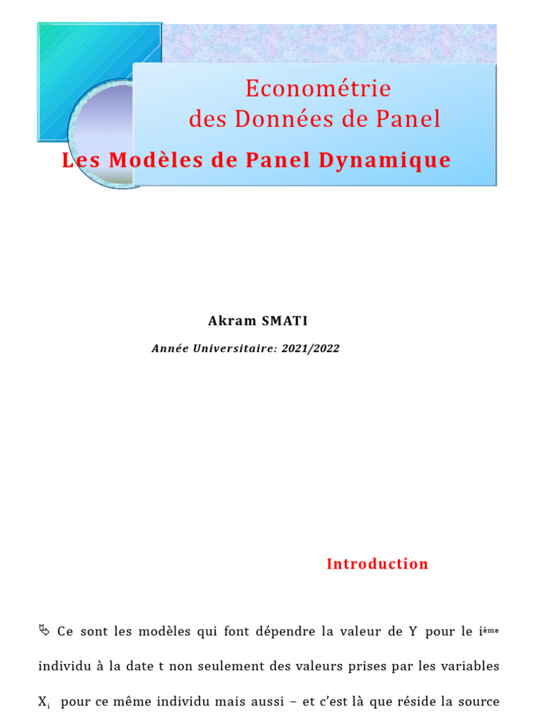 Méthode GMM en Panel Dynamique | PDF | Estimateur (statistique)